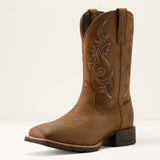 Men's Distressed Brown Hybrid Ranchway Waterproof Wide Square Toe Cowboy Boot