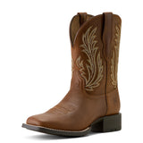 Womens Round Up Filly Wide Square Toe Western Boot Sorrel Crunch Brown font view