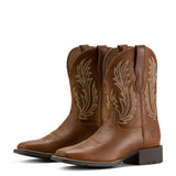 Womens Round Up Filly Wide Square Toe Western Boot Sorrel Crunch Brown