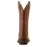 Ariat Ladies Round Up Narrow Cutter Toe Sorrel Crunch Western Boots heel view