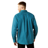 Ariat Men's Tyce Long Sleeve Classic Fit Snap Shirt - Dark Teal Back View