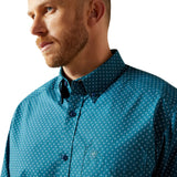 Ariat Men's Tyce Long Sleeve Classic Fit Snap Shirt - Dark Teal collar view