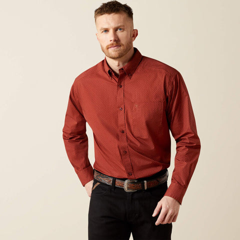 Ariat Men's Wren Classic Fit Dark Red Button Up Shirt