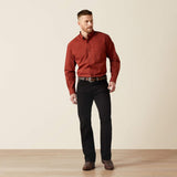 Ariat Men's Wren Classic Fit Dark Red Button Up Shirt Full View