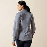 Ariat Women's Kirby Dress Blue Stripe Button Long Sleeve Western Shirt Back View