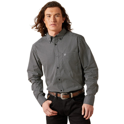 Ariat Men’s Black & White Geo Dot Fitted Western Shirt