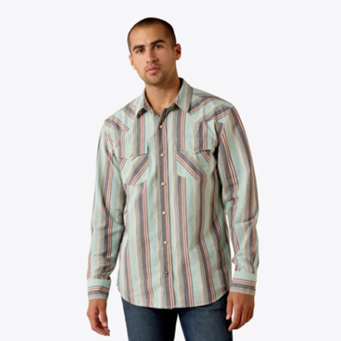 Ariat Men's Retro Mint and Red Button Up
