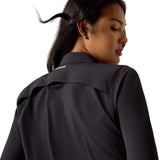 Women's Ariat Black VentTEK Long Sleeve Button Up Back Collar View