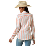 Ariat Women's Kirby Stretch Long Sleeve Shirt - Peach Amber Stripe Back View