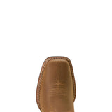 Top side view of the toe on the Kid's Hot Pink Westwood Wide Square Toe Boots. 