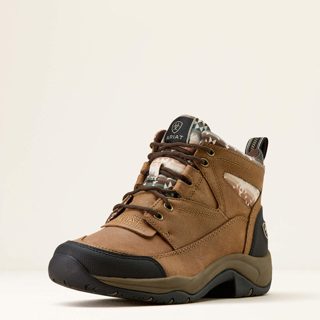 Front and side view of Southwest Print Terrain Boots.