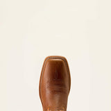 Top side view of the toe on the Highland Boot. 