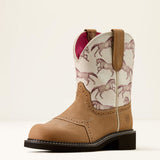Front and side view of Sepia Stampede Fatbaby Boots. 