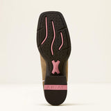 Bottom side view of Dusty Rose Square Toe Boots. 