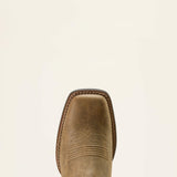 Top side view of the toe on the Dusty Rose Square Toe Boots. 