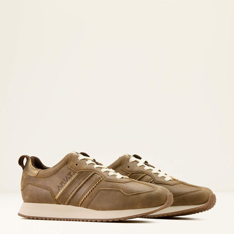 Side view of both ranch runner shoes. 