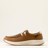 Full side view of Brown Waterproof Buckeye Shoes. 
