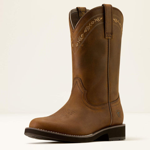 Front and side view of Kearney Round Toe Boots. 