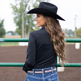 Cowgirl Tuff Black Pullover Button Up Long Sleeve