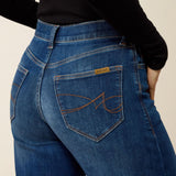 Close-up of Ariat Revel Vilma UltraStretch denim, stitching, and waistband.