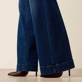 Ariat women’s bottom of jeans showing the wide-leg opening. 
