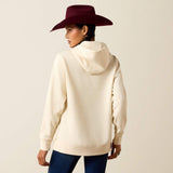 Back view of Ariat Wish You Were Here parchment hoodie with a plain back and relaxed fit.