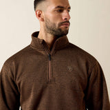 Close up view of the 1/4 zipper on the Ariat Men's Carafe Caldwell 1/4 Zip Sweater 