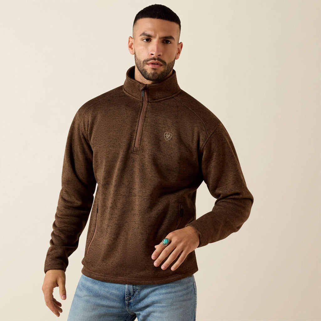 Front side view of Ariat Men's Carafe Caldwell 1/4 Zip Sweater 
