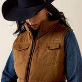 Ariat Women's Grizzly Quilted Vest in Brown Logo View