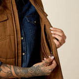 Ariat Women's Grizzly Quilted Vest in Brown Inside Zip Pocket View