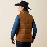 Ariat Women's Grizzly Quilted Vest in Brown Back View