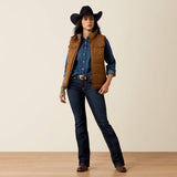 Ariat Women's Grizzly Quilted Vest in Brown Full View
