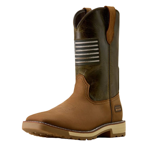 Front and side view of Ariat Men's Activator Patriot Wide Square Toe Work Boots
