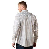 Ariat Men's White Geo Stripe Everything Classic Fit Snap Front Shirt Back View