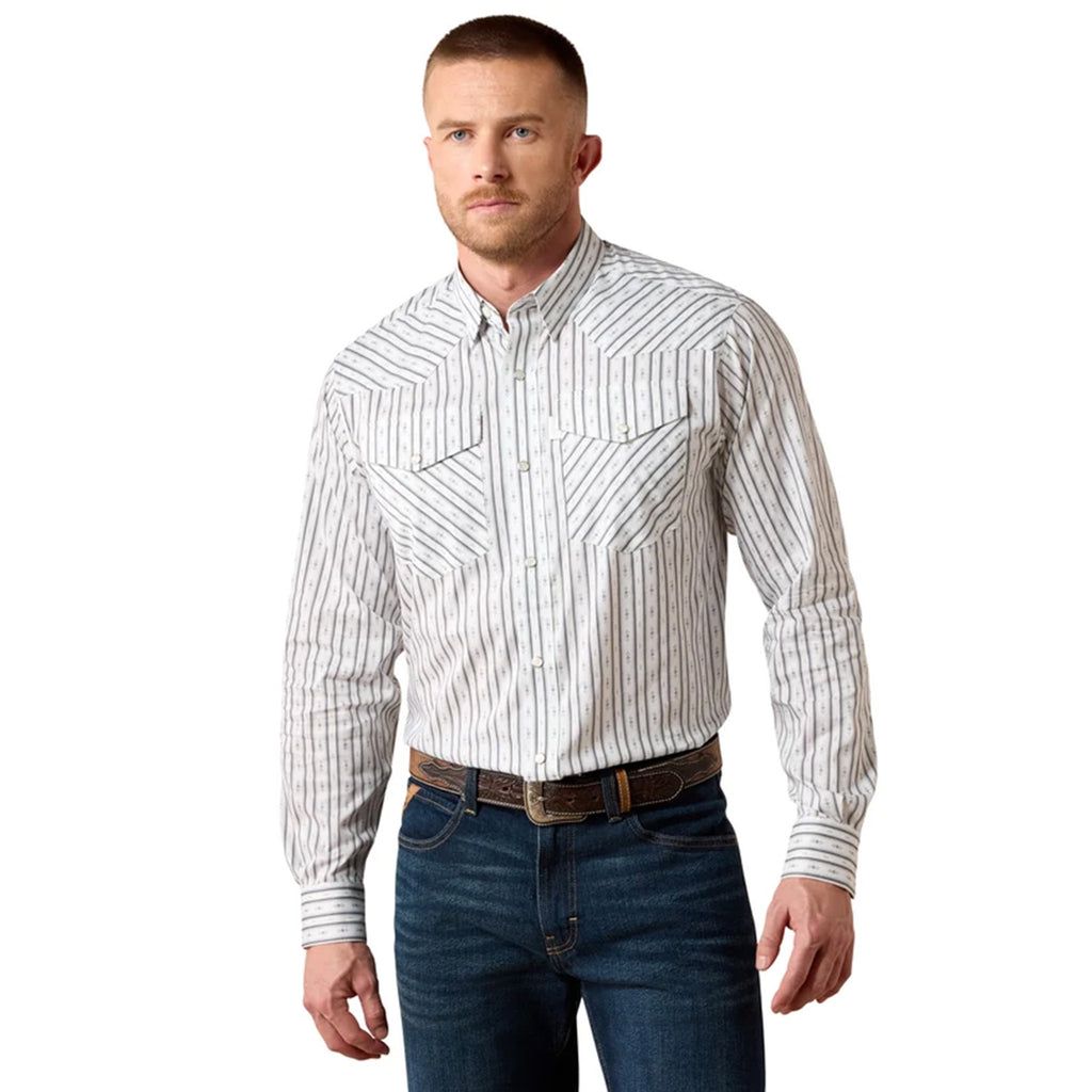 Ariat Men's White Geo Stripe Everything Classic Fit Snap Front Shirt