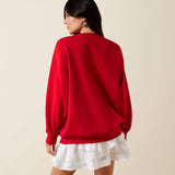 Back side of the Ariat Red Rowdy Oversized Crew