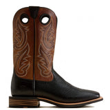 Ariat Mens Highland Toughstock Wide Square Toe Western Boot Black Bison / Desert Honey Side View