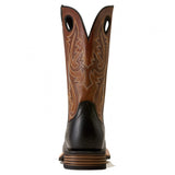 Ariat Mens Highland Toughstock Wide Square Toe Western Boot Black Bison / Desert Honey Heel View