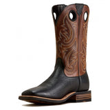 Ariat Mens Highland Toughstock Wide Square Toe Western Boot Black Bison / Desert Honey