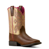 Ariat Youth Sundown Georgia Clay Wide Square Toe Western Boot Medial View