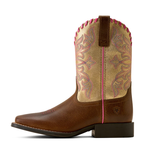 Ariat Youth Sundown Georgia Clay Wide Square Toe Western Boot