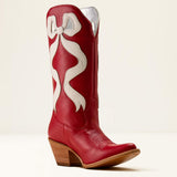 Heel to toe side view of Ariat Women's Crimson Red Beaux J Toe Western Boots