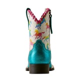 Ariat Girls' Skydancer Metallic Western Boots - Broad Square Toe Heel View