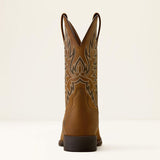 Back side view of Ariat Men's Brown Sport Stockman U Toe Cowboy Boot 