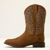 Full side view of Ariat Men's Brown Sport Stockman U Toe Cowboy Boot 