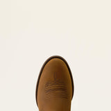 Toe view of Ariat Men's Brown Sport Stockman U Toe Cowboy Boot 