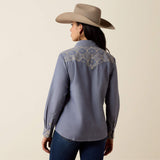 Back View of Ariat women’s Lisbon Southwest top featuring a Southwestern-inspired design.