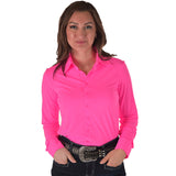 Solid Hot Pink Button-up Long Sleeve Shirt