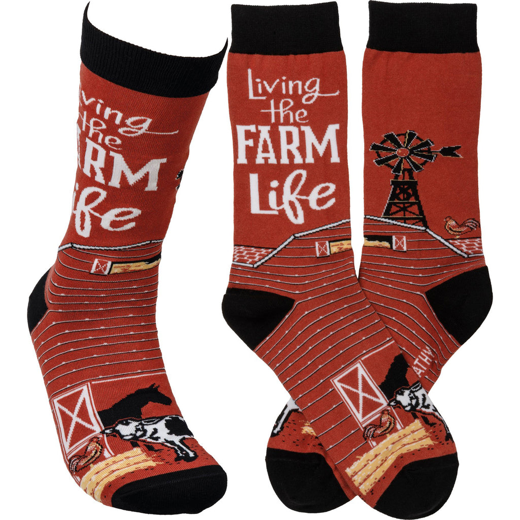 Knee High Socks with a Farm Saying Living the Farm Life