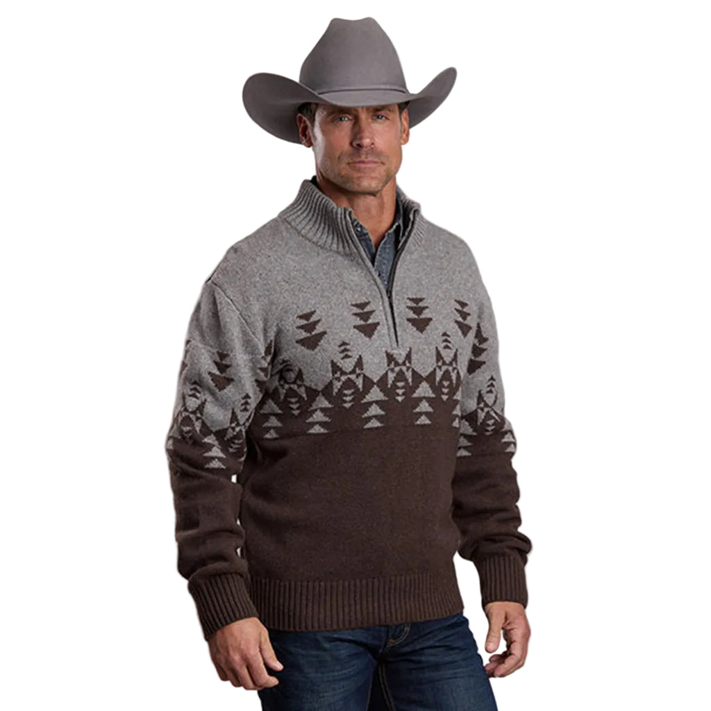 Stetson Grey and Brown Aztec Sweater
